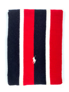 POLO RALPH LAUREN STRIPED MERINO-BLEND NAVY / RED / CREAM NECK WRAP WOOL SCARF - Flashy Deals Store