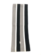 POLO RALPH LAUREN STRIPED MERINO-BLEND GREY / BLACK / CREAM NECK WRAP WOOL SCARF - Flashy Deals Store
