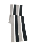 POLO RALPH LAUREN STRIPED MERINO-BLEND GREY / BLACK / CREAM NECK WRAP WOOL SCARF - Flashy Deals Store
