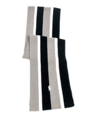 POLO RALPH LAUREN STRIPED MERINO-BLEND GREY / BLACK / CREAM NECK WRAP WOOL SCARF - Flashy Deals Store