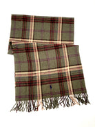 POLO RALPH LAUREN DEEP LODEN PLAID WOOL BLANKET NECK WRAP SCARF - Flashy Deals Store