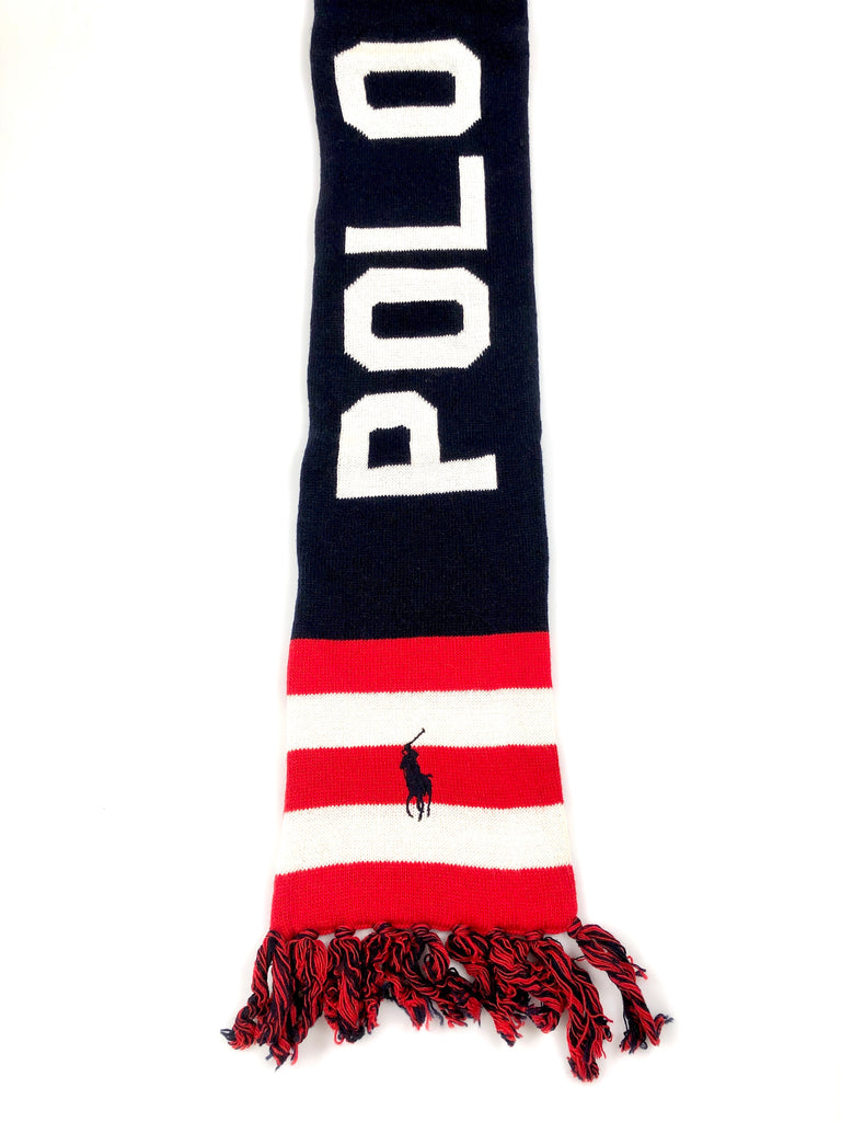 POLO RALPH LAUREN STRIPED OLYMPICS WOOL NECK WRAP NAVY/RED/CREAM WOOL SCARF - Flashy Deals Store