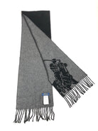 POLO RALPH LAUREN MERINO WOOL BLACK / GREY BIG PONY BLACK SCARF - Flashy Deals Store
