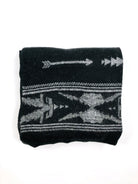 POLO RALPH LAUREN SOUTHWESTERN AZTEC BLACK / GREY WOOL ALPACA MOHAIR SCARF - Flashy Deals Store