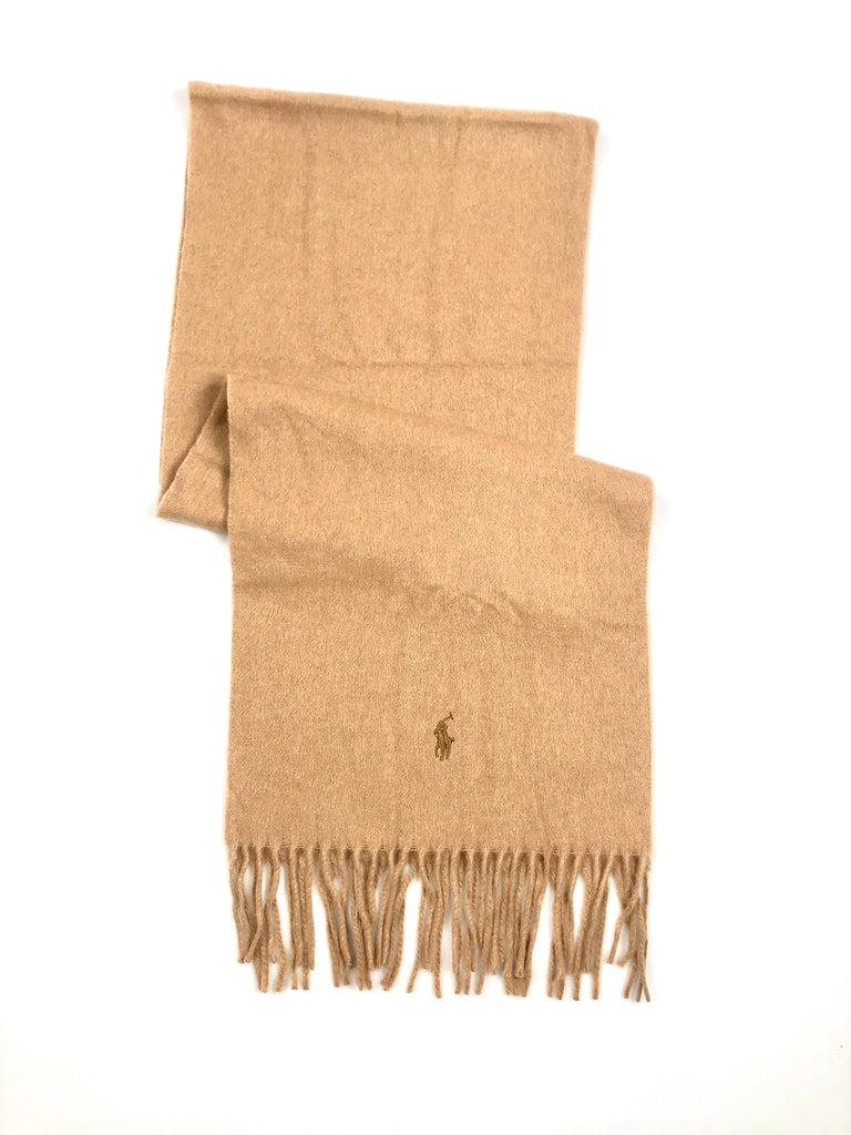 POLO RALPH LAUREN BRIGHT CAMEL NECK WRAP CASHMERE SCARF - Flashy Deals Store