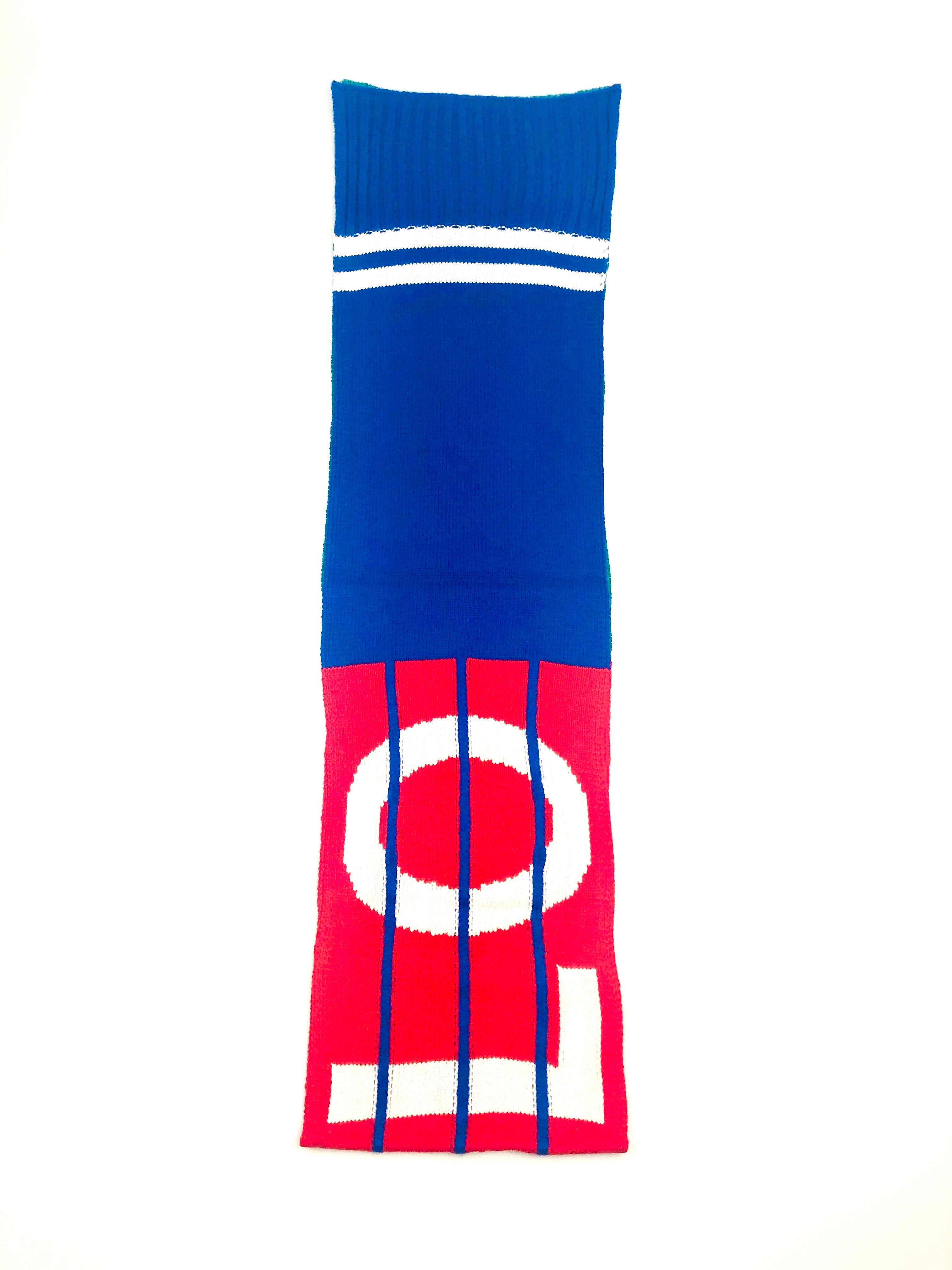 POLO RALPH LAUREN COLOR-BLOCK ROYAL/RED/CREAM STRIPED NECK WRAP WOOL SCARF - Flashy Deals Store