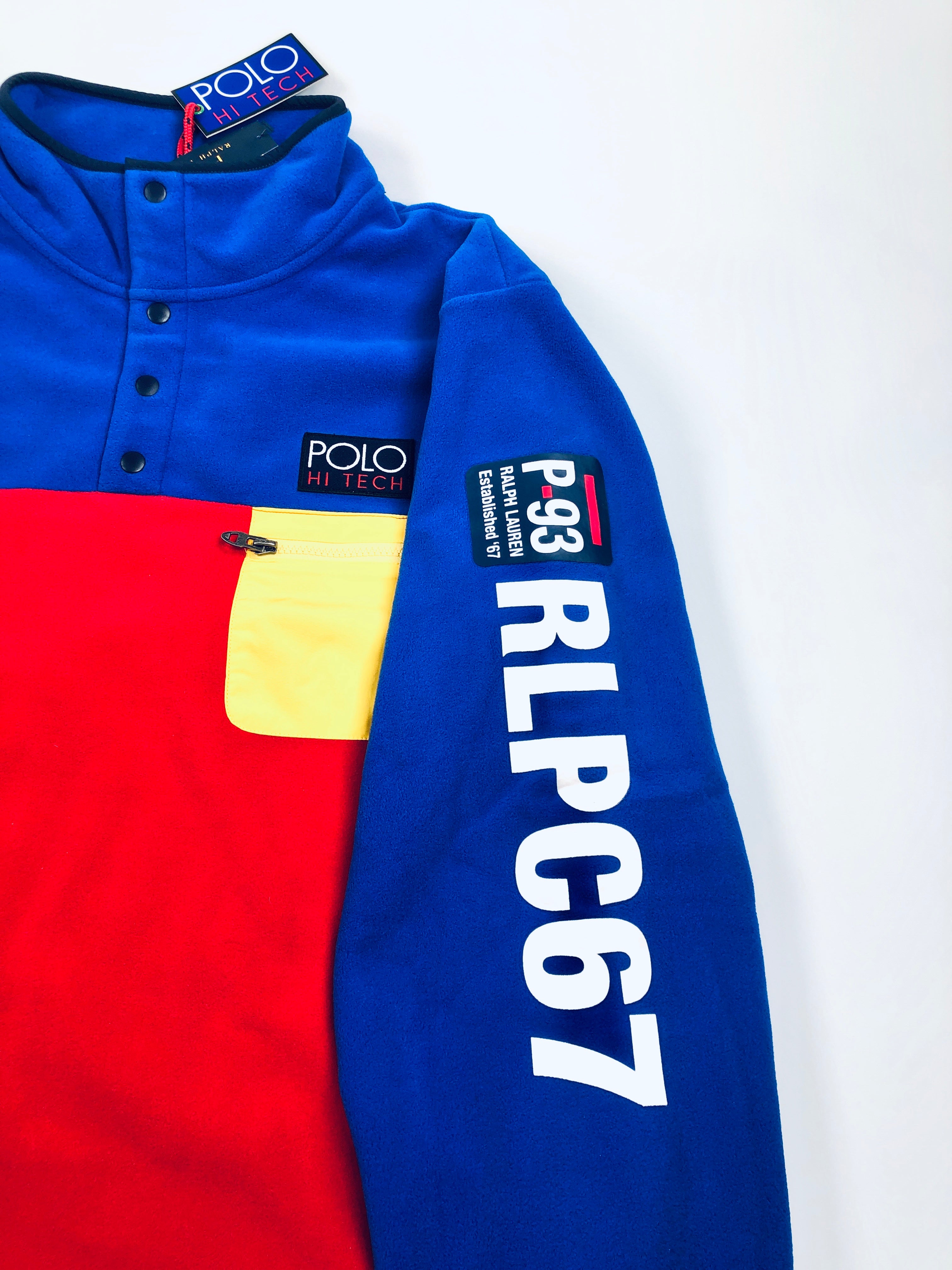 POLO RALPH LAUREN HI TECH P-93 RLPC67 COLORBLOCKED FLEECE PULLOVER SWEATSHIRT - Flashy Deals Store