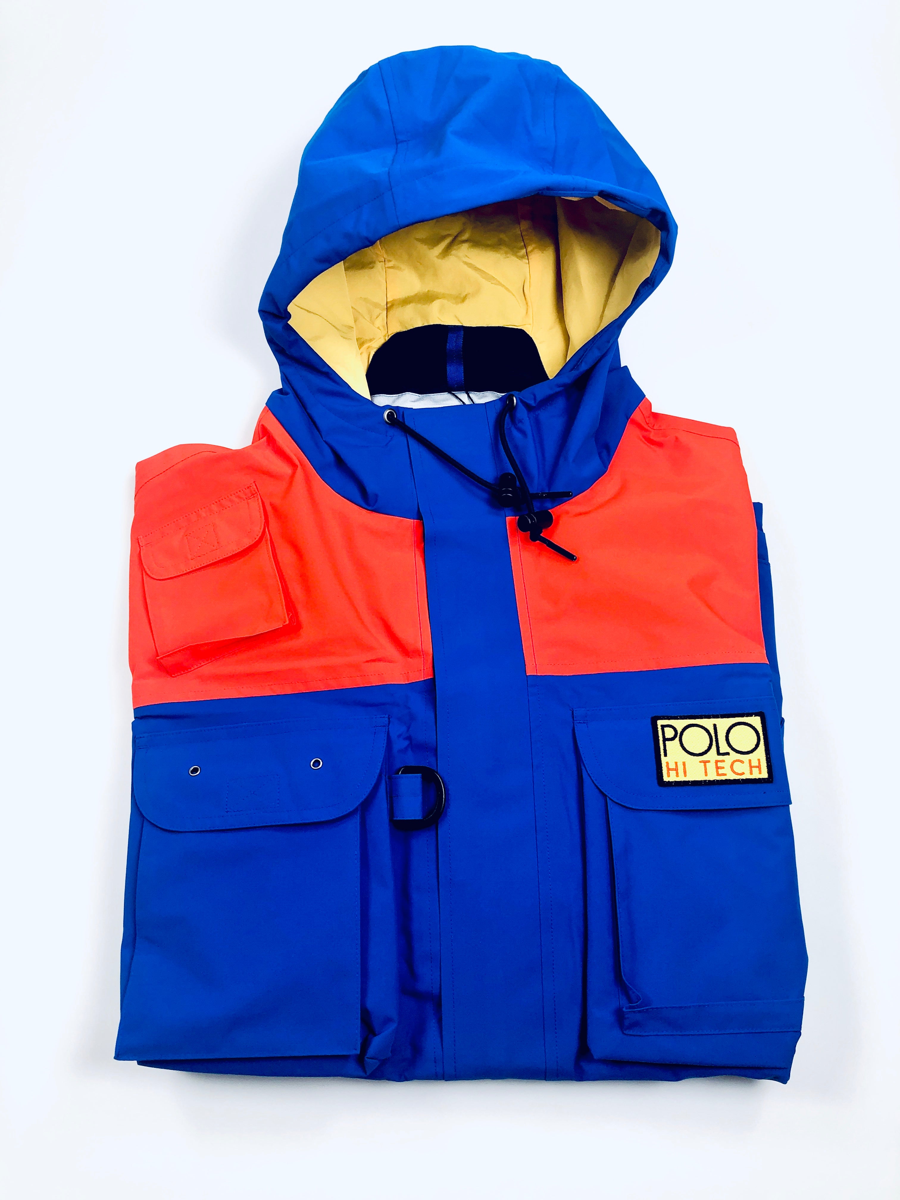 POLO RALPH LAUREN ORANGE BLUE HI TECH ZIPPER POCKET WATERPROOF ANORAK JACKET - Flashy Deals Store