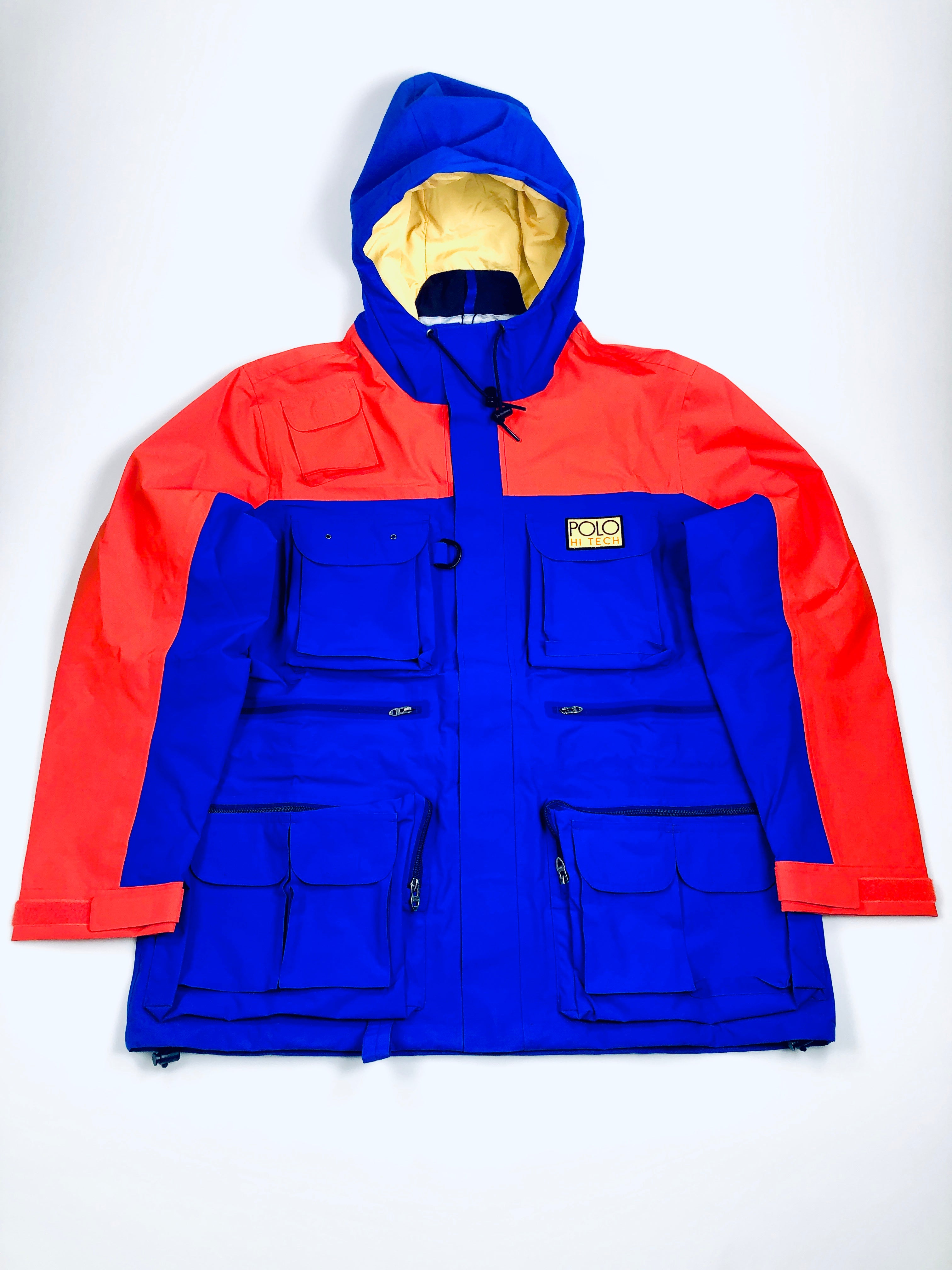 POLO RALPH LAUREN ORANGE BLUE HI TECH ZIPPER POCKET WATERPROOF ANORAK JACKET - Flashy Deals Store