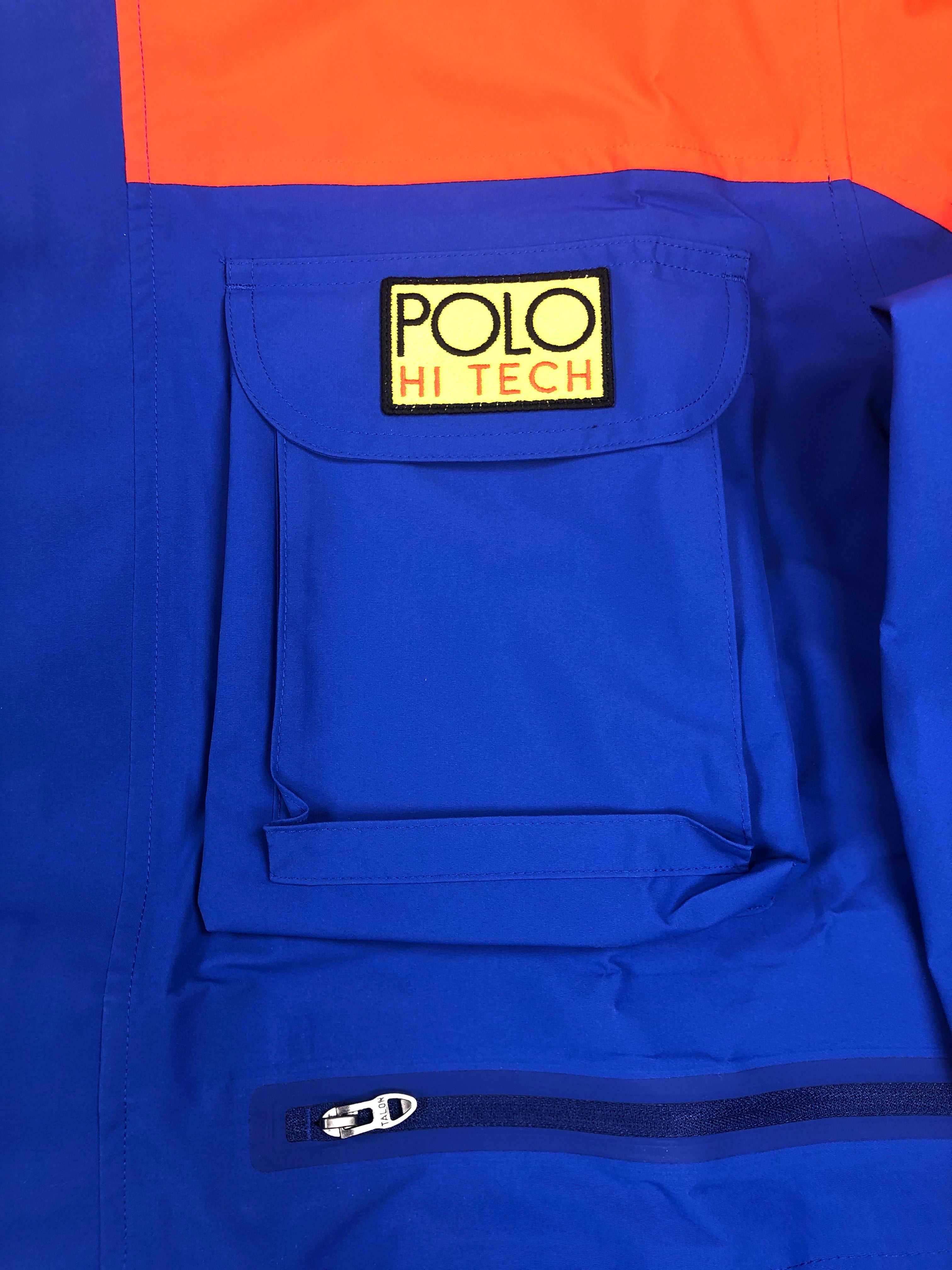POLO RALPH LAUREN ORANGE BLUE HI TECH ZIPPER POCKET WATERPROOF ANORAK JACKET - Flashy Deals Store