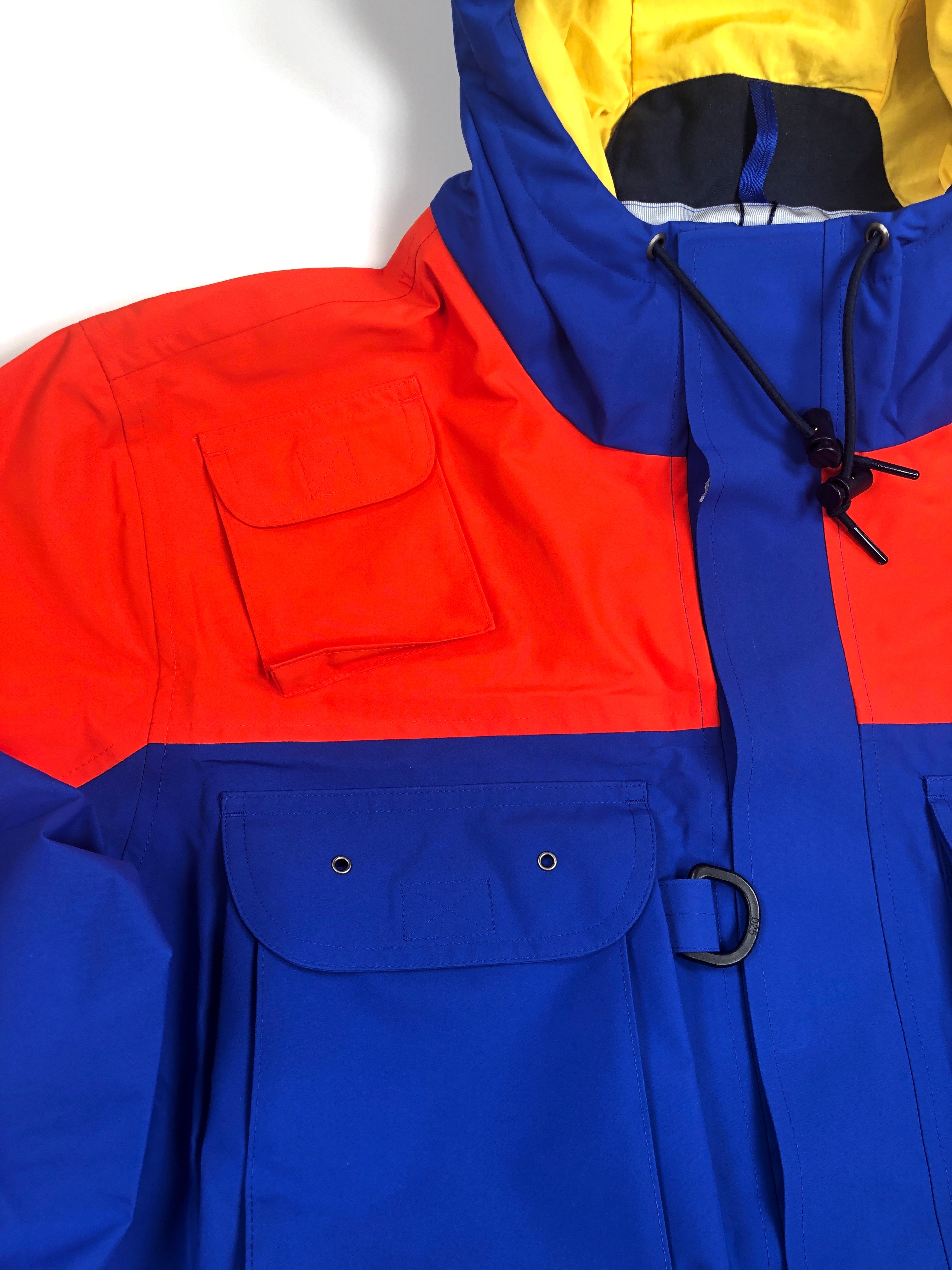 POLO RALPH LAUREN ORANGE BLUE HI TECH ZIPPER POCKET WATERPROOF ANORAK JACKET - Flashy Deals Store