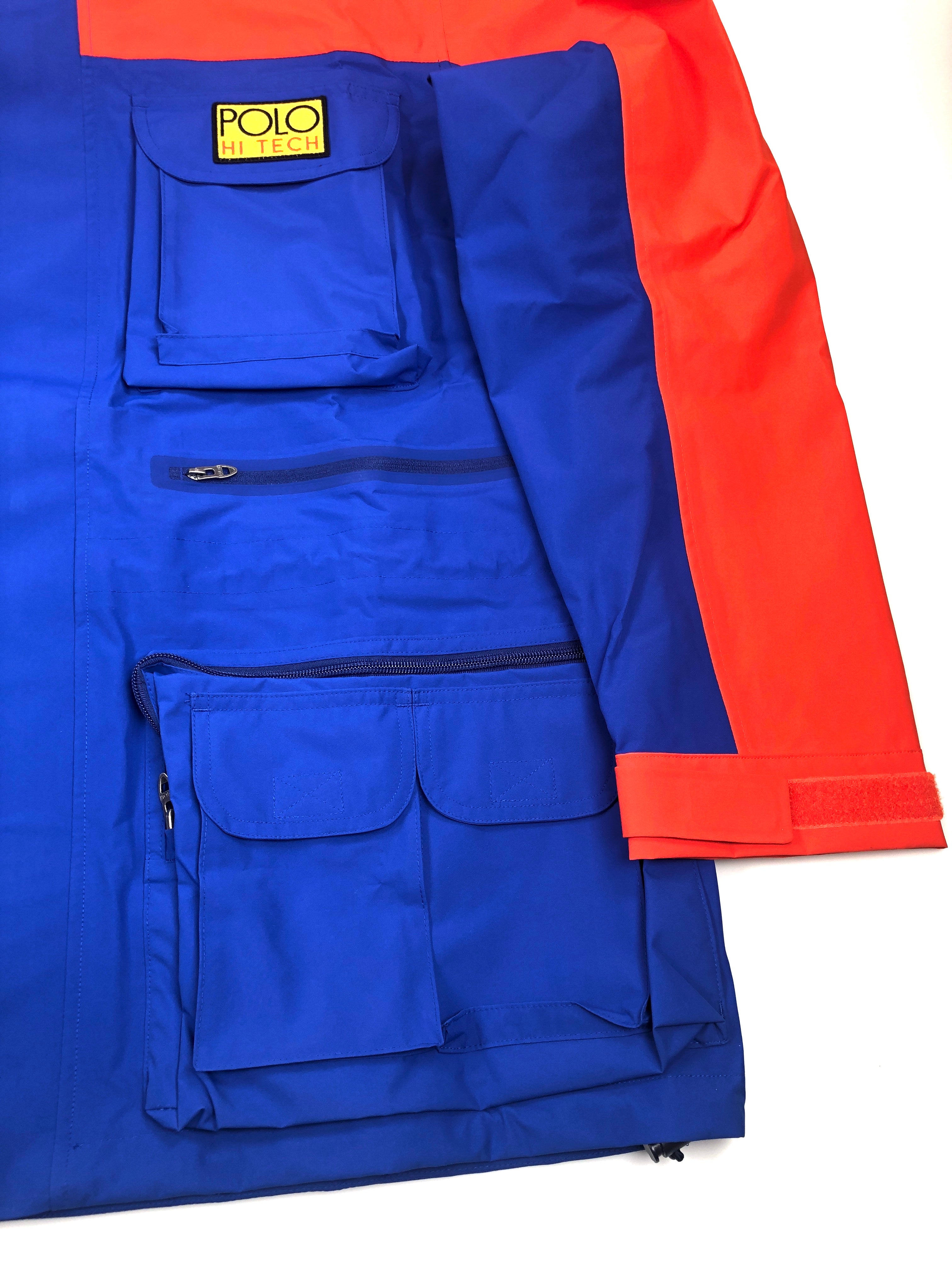 POLO RALPH LAUREN ORANGE BLUE HI TECH ZIPPER POCKET WATERPROOF ANORAK JACKET - Flashy Deals Store