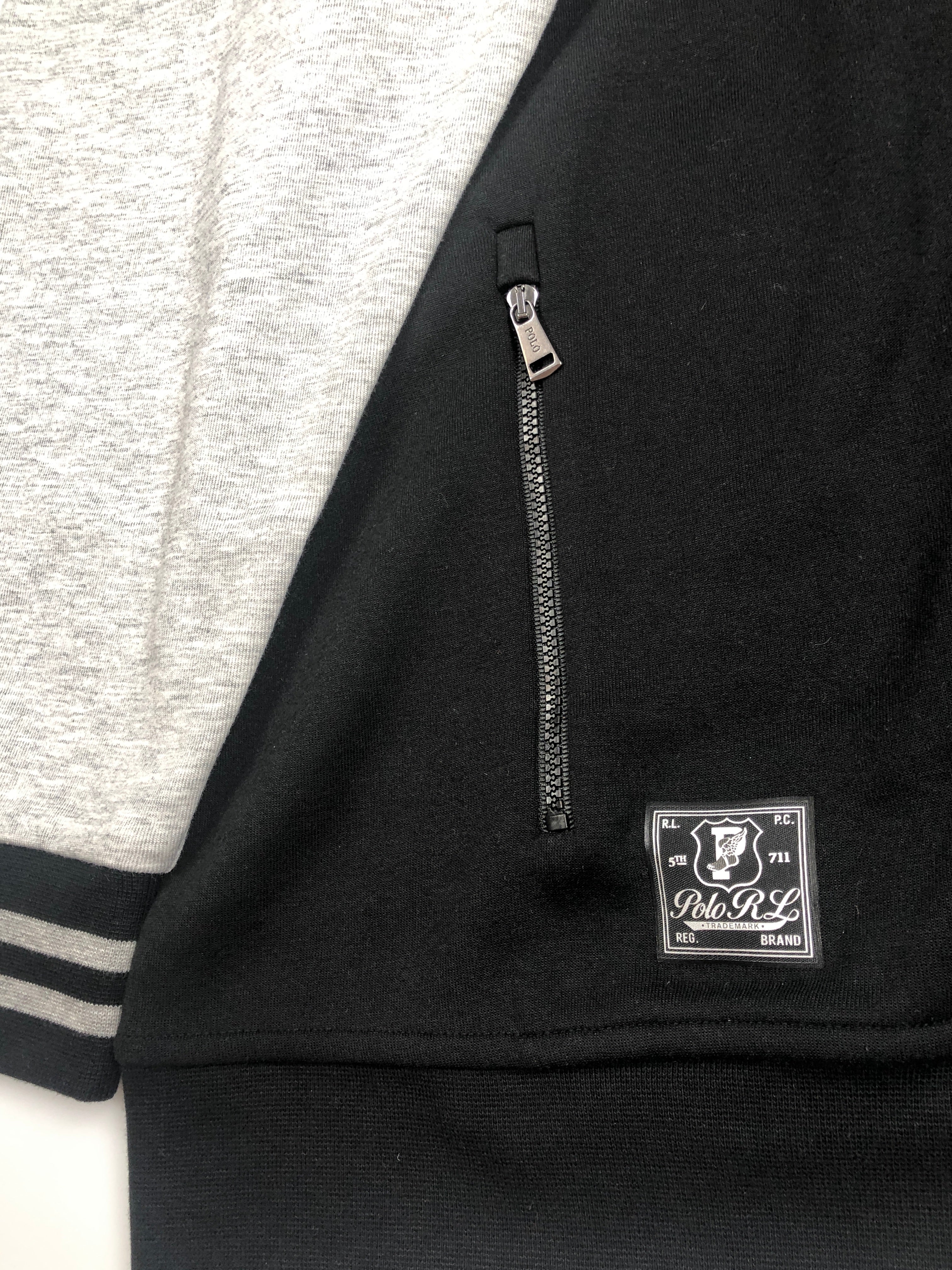 POLO RALPH LAUREN BLACK AND GREY PWING HOODIE POCKET SWEATSHIRT JACKET - Flashy Deals Store