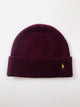 POLO RALPH LAUREN MERINO LAMBSWOOL WINE HEATHER BEANIE HAT - Flashy Deals Store